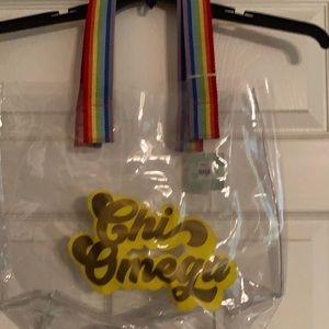Chi Omega clear vinyl bag NWT